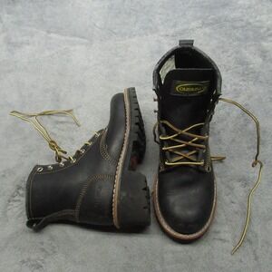 Carolina Boots Womens 6M Black Leather Elm Soft Toe Logger Work Rugged Lace Heel